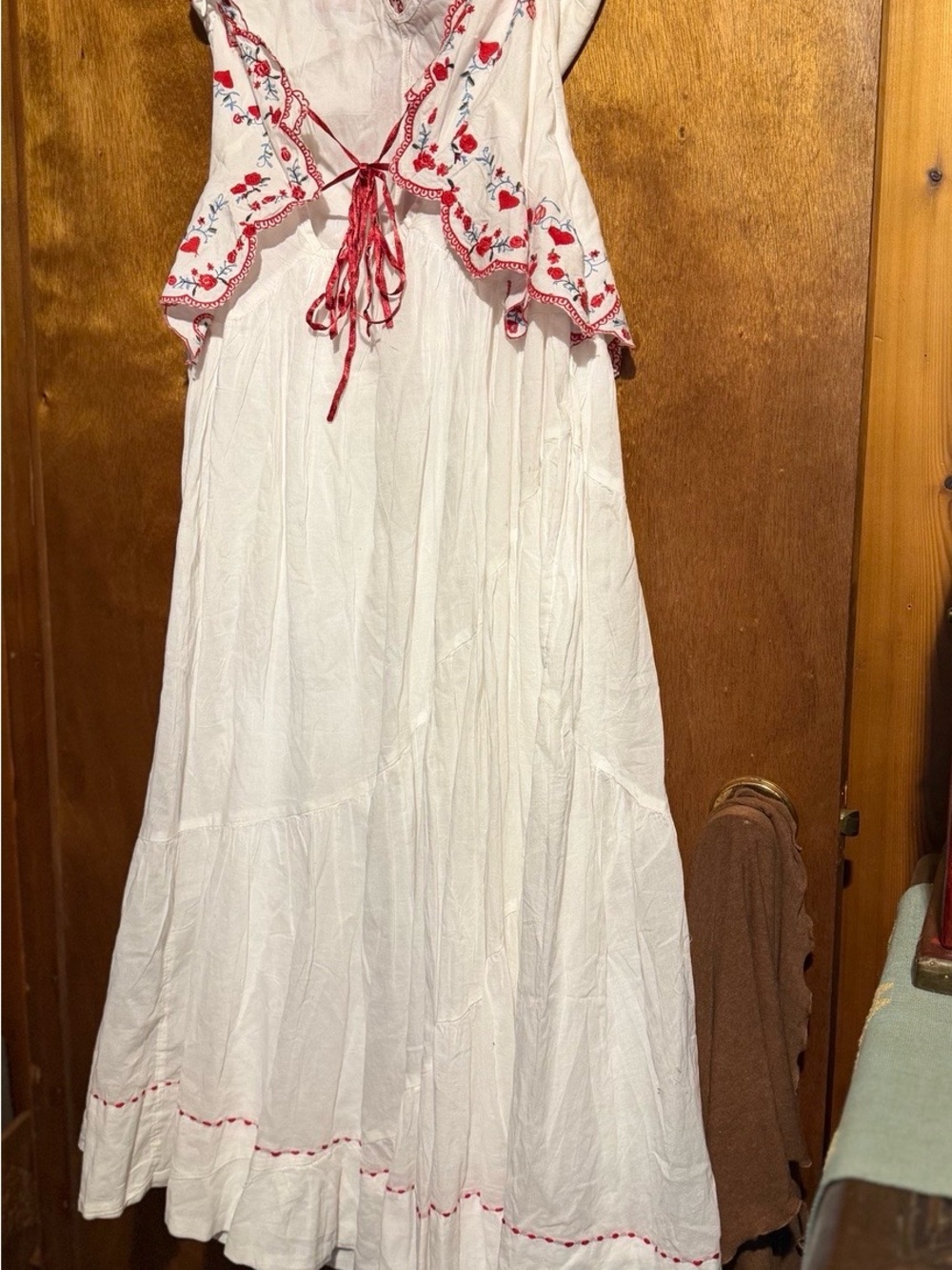 Free People Valenciana Midi Dress L Ivory Red Embroidered NWOT $248 Retail - Picture 3 of 6